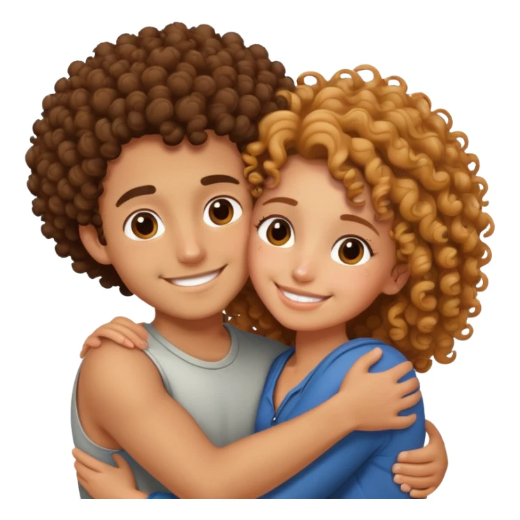 A curly boy hug his girl friend  sticker
