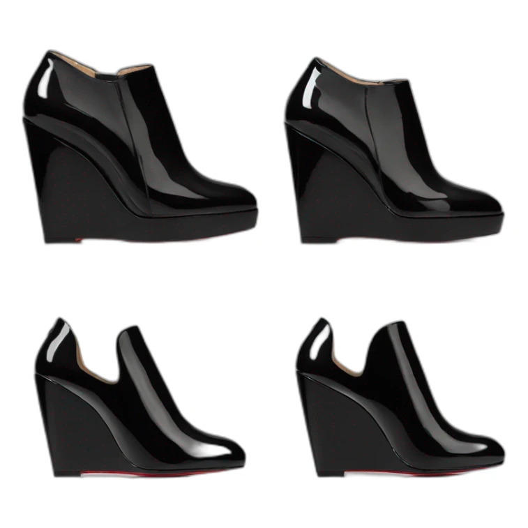 WEDGE heel LOUBOUTIN black leather PATENT sticker