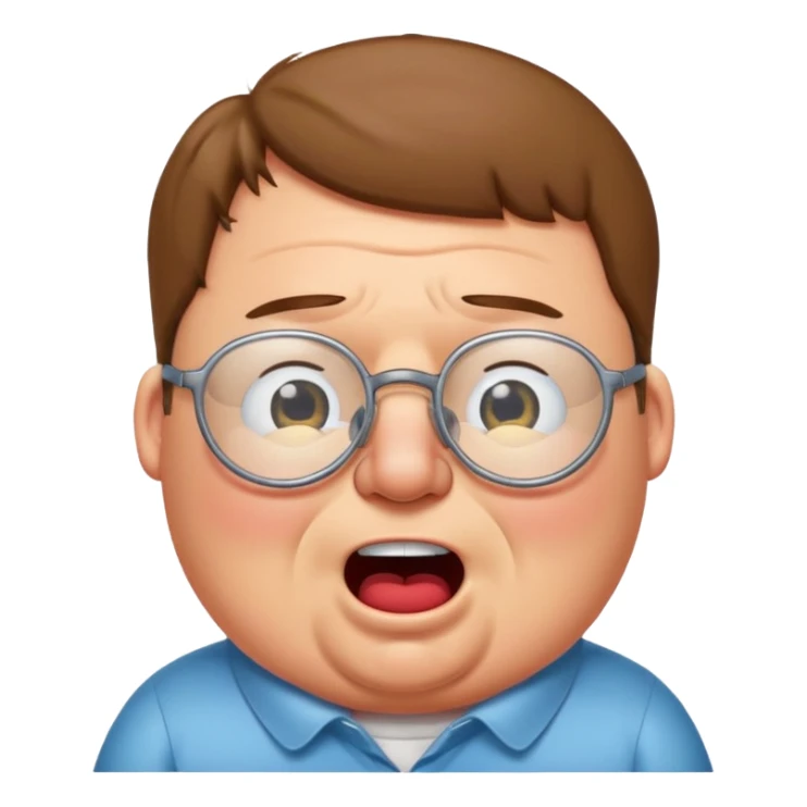 cartoon peter griffin with glasses as a laughing crying emoji sticker