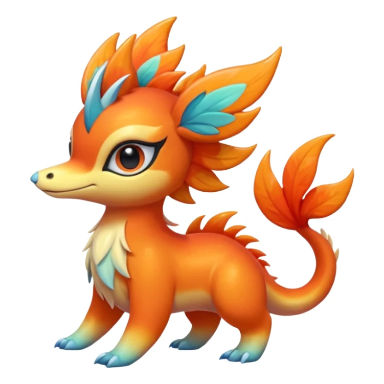  Shiny iridescent light warmly colored reddish-orange-gold-gradients neon vibrant colorful pastel flourishing flurry fuzzy Nargacuga-Palkia-Meloetta-Noibat-fusion-animal-Fakémon-hybrid-creature, by griffsnuff sticker