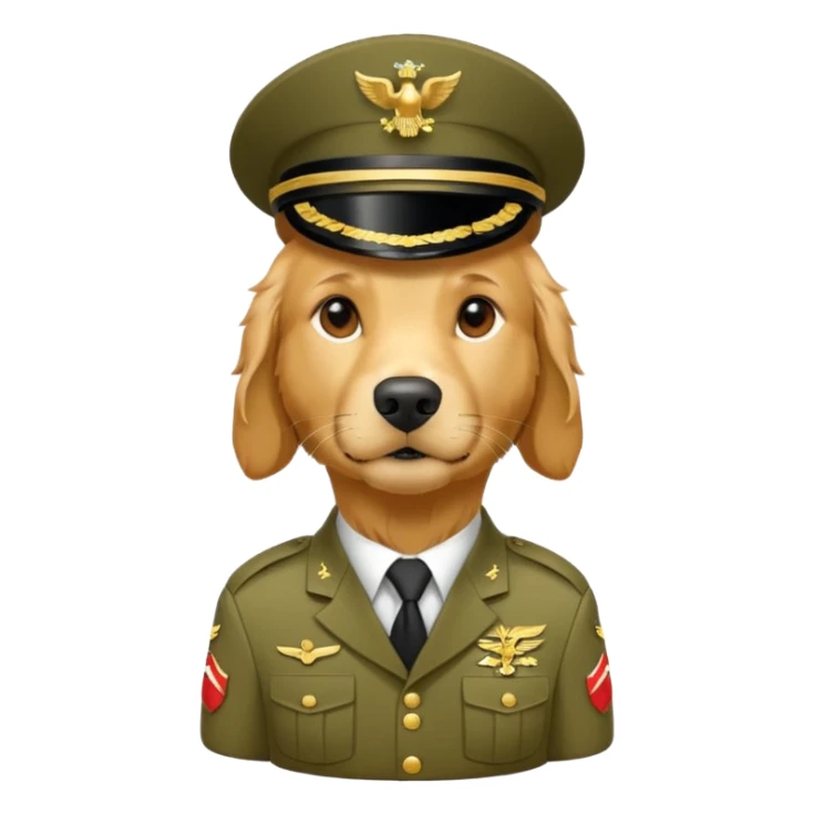 A golden retriever in the army sticker