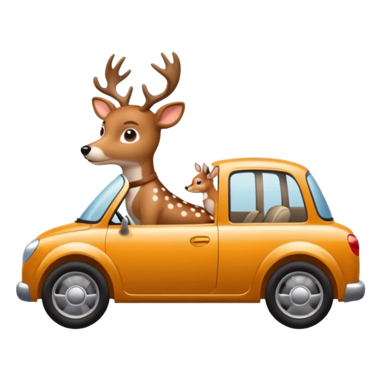 Dog with spots and brown face and tan deer looking legs driving a car sticker