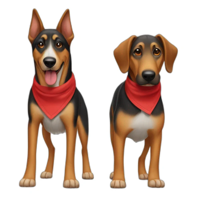 coonhound and German shepherd mix dog wearing red bandana and walking left sticker