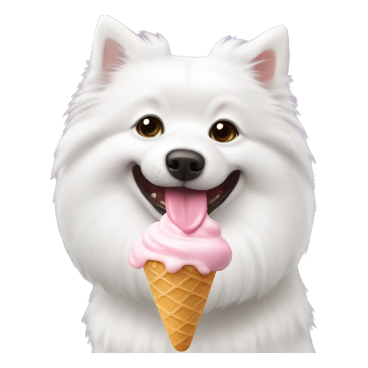 japanese spitz dog eating icecream sticker