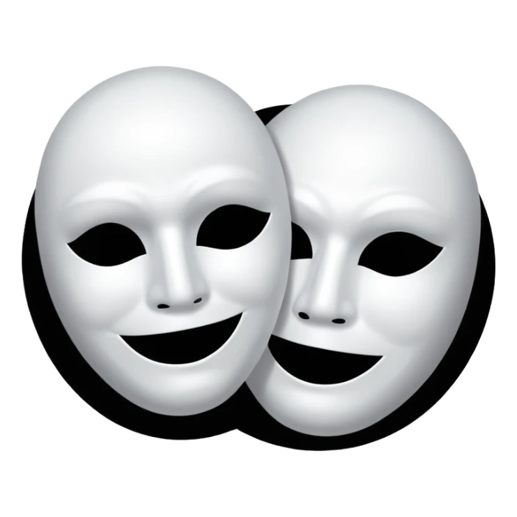  color white Two mask that is circling one is happy the other is sad sticker