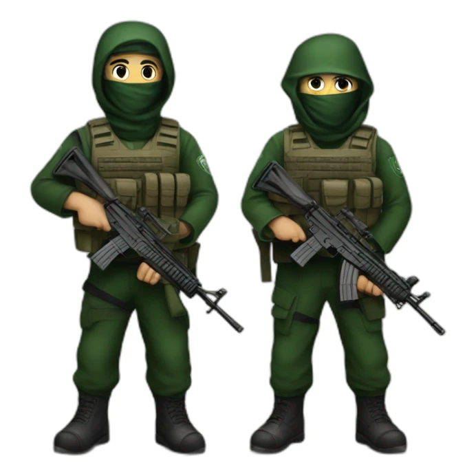 hamas and israeli fighters with rifles sticker