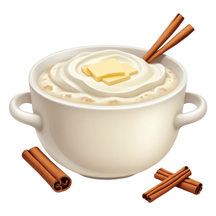 sour cream porridge with butter, sugar cinnamon sticker