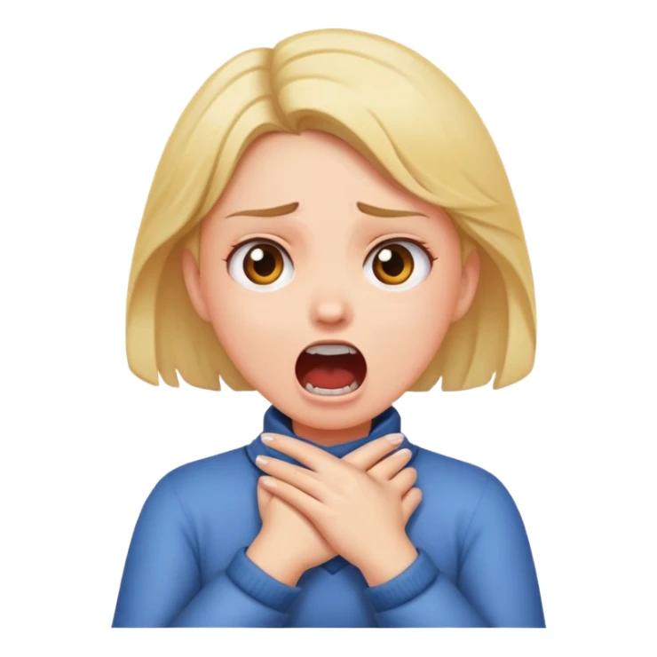 Girl crossing hands holding neck screaming mad sticker