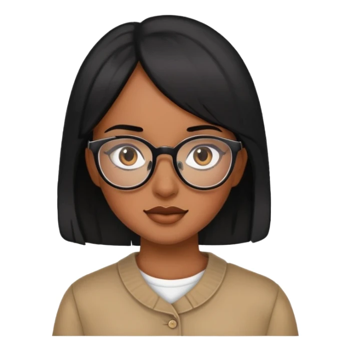 Black hair girl with eyeglasses  sticker