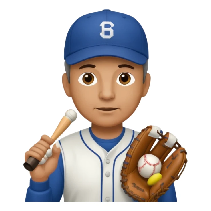 Middle aged Baseball Coach with sports whistle and a baseball glove sticker