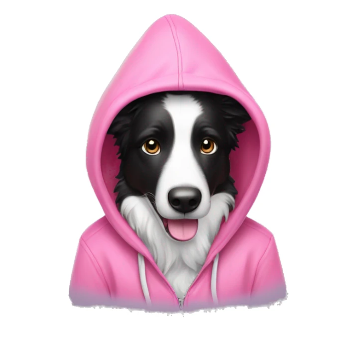 black and white border collie wearing pink hoodie  sticker