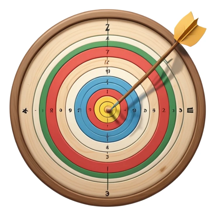 A bow with an arrow drawn back, aimed at a target with concentric rings. The background suggests a calm, outdoor archery range, emphasizing the precision, focus, and skill required in archery as a competitive sport. sticker
