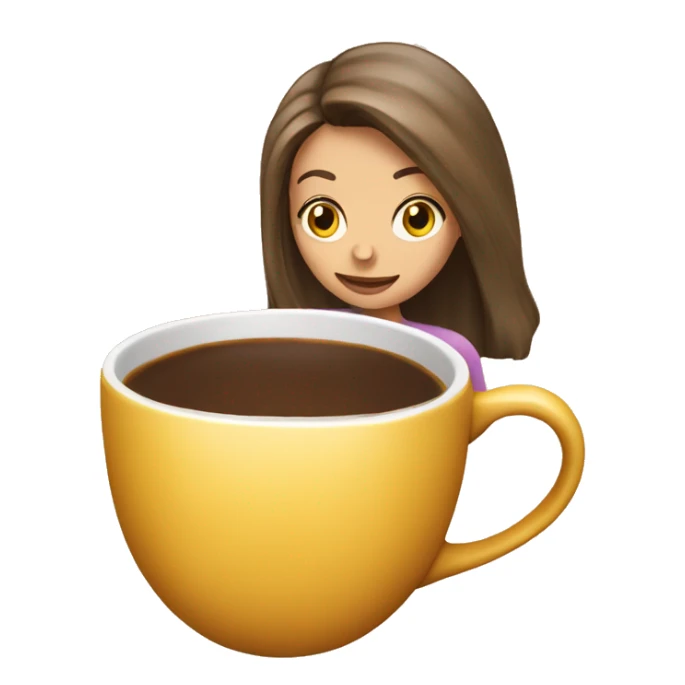 girl head into coffee cup sticker