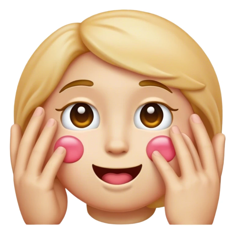 A blushing emoji with a hand in its face sticker