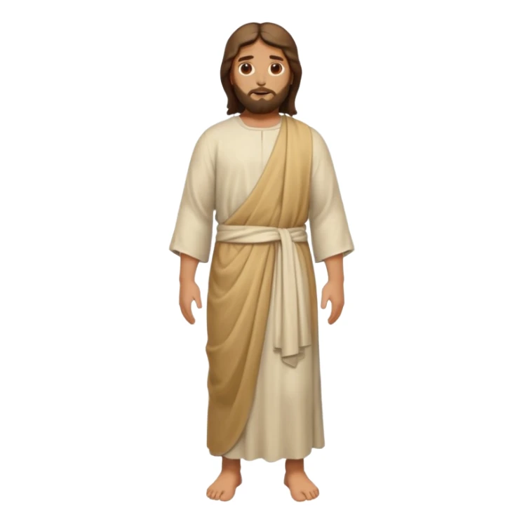 fullbody, head-to-toe, Jesus's apostle Thomas, arms down, normal emoji style, facing left sticker