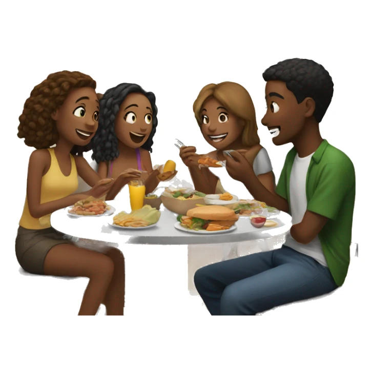friends enjoying food indoors sticker