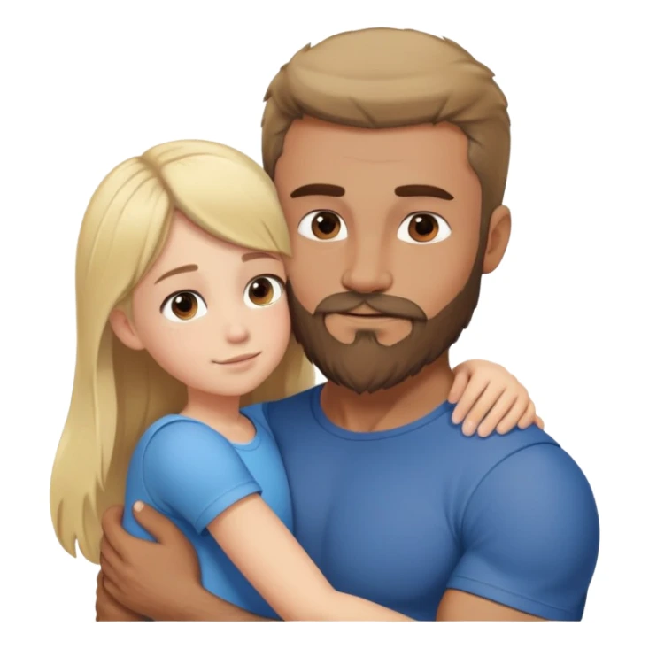 Hug short blond girl tall brown-hair muscular man with beard sticker