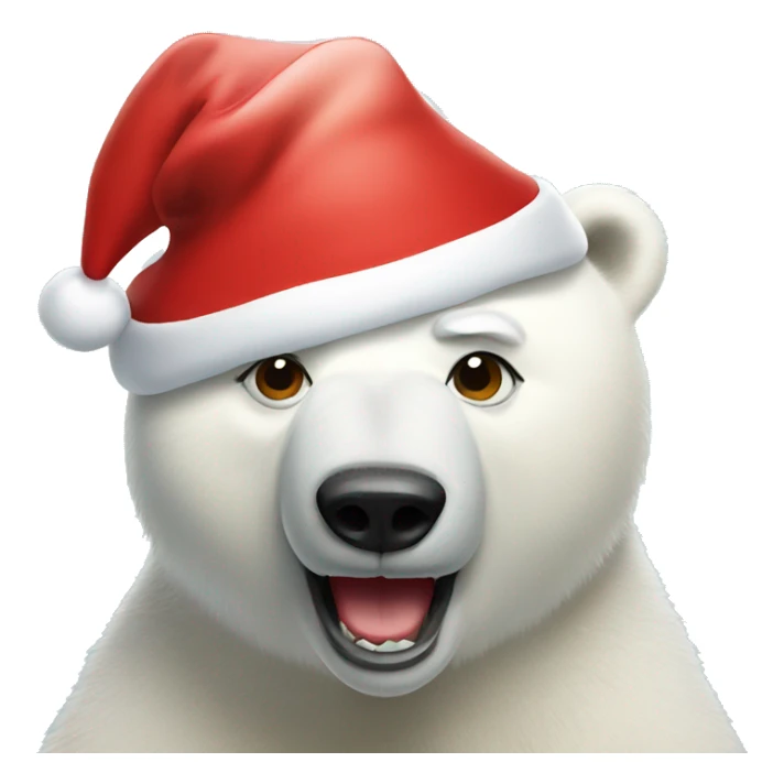 Polar bear wearing Santa hat with coke cola  sticker