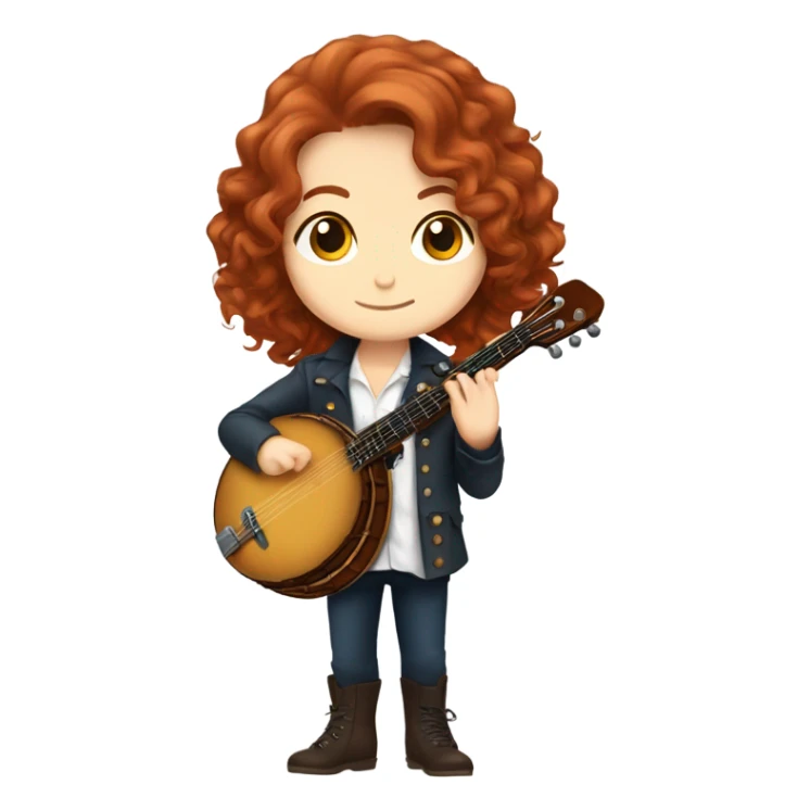 Vivaldi auburn hair chibi standing banjo  sticker