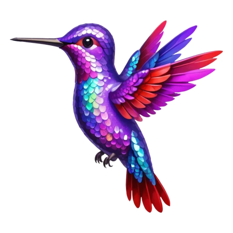 hummingbird with red and purple with glitter sticker