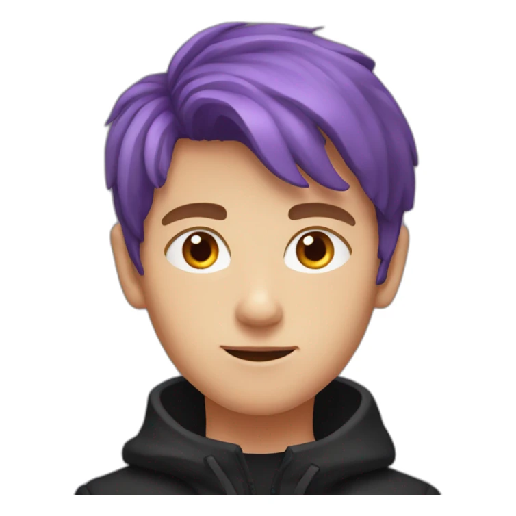Orange hair boy with purple eyes wearing black coat sticker