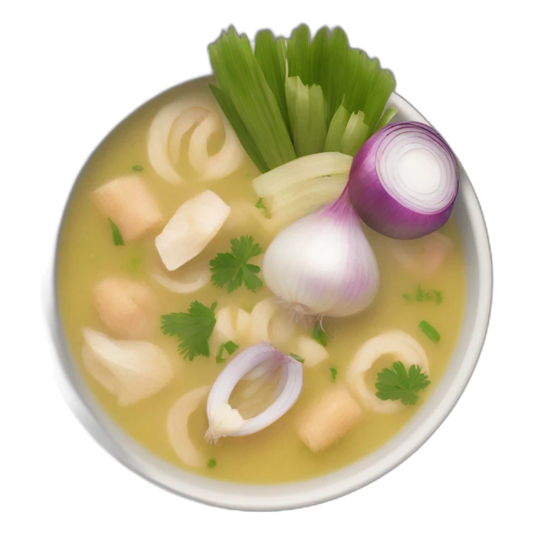 encebollado soup from ecuador with onions, albacore and yucca sticker