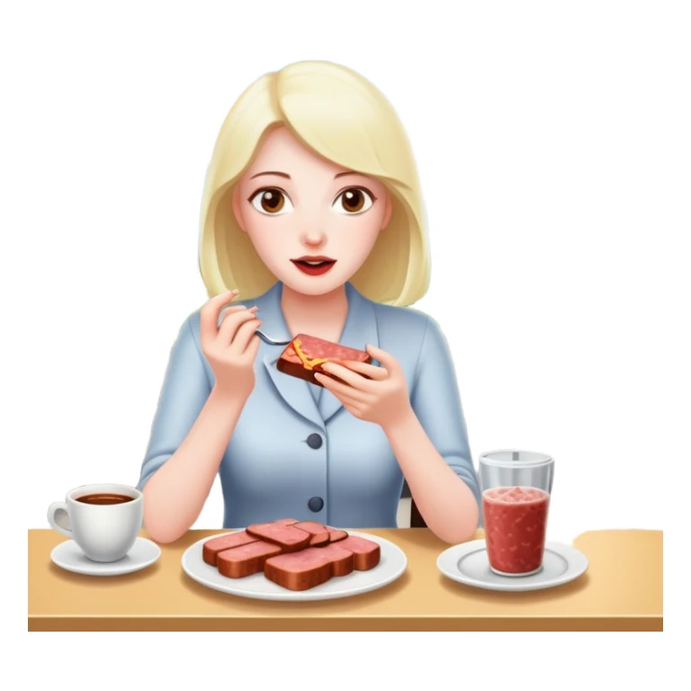  paris women eating SPAM meat at cafe landscape  sticker