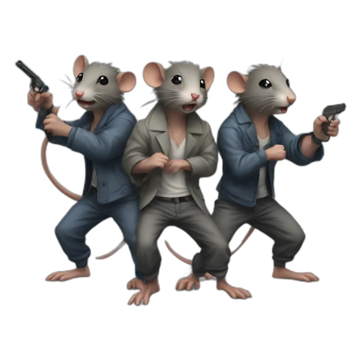 group of gangster rats fighting sticker