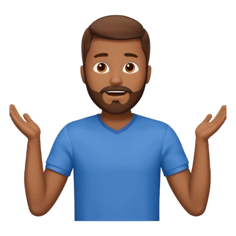 A man with brown hair and beard with his arms open wide waiting for a hug sticker