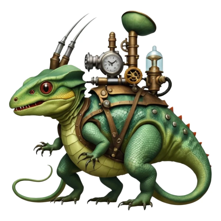 cinematic steam-punk -  hieronymus bosch phantasmagoric mutated creatures - hybrids of human and reptiles sticker