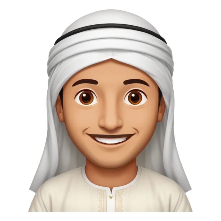 Emirati man with a big smile, traditional Emirati attire, cheerful sticker