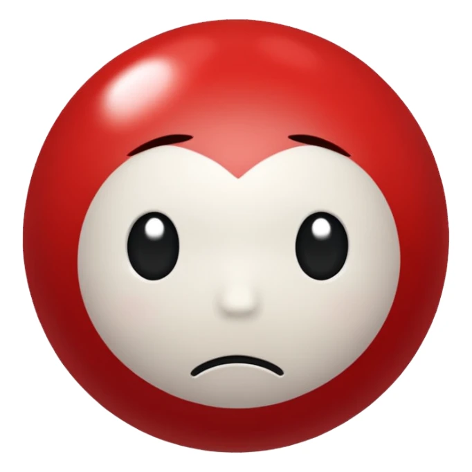 Little red ball with sad face with text: pallina sticker