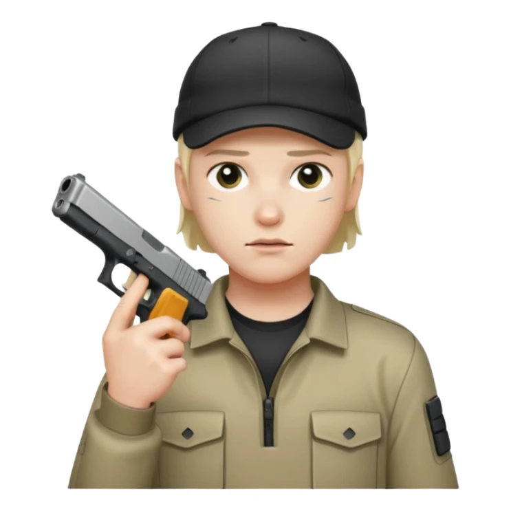 Emoji de iPhone Fantasma con glock 19 en la mano izquierda y con gorra sticker