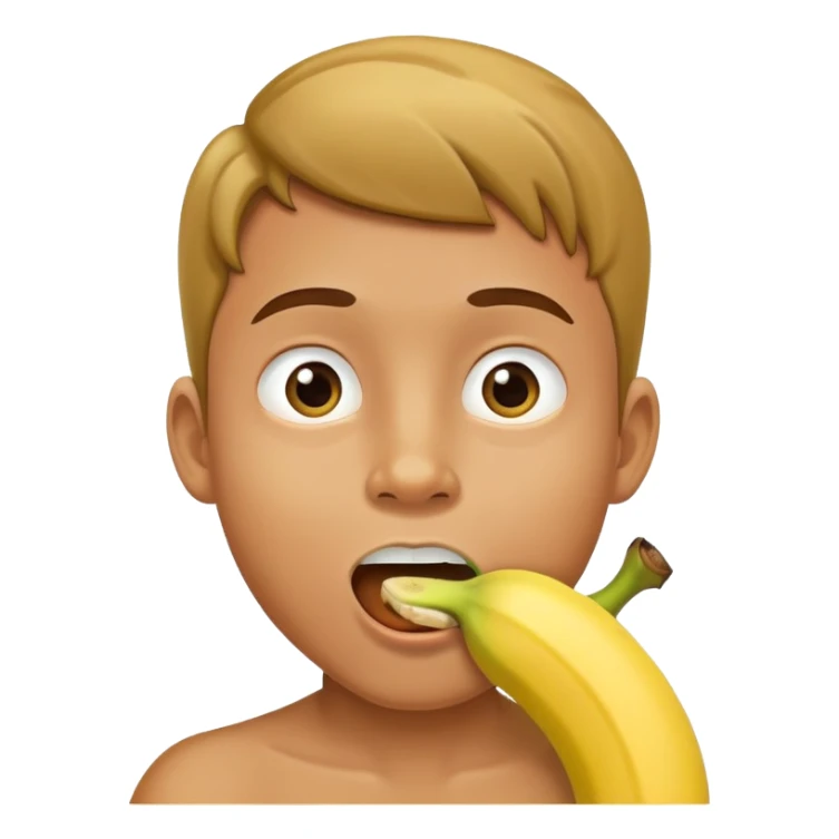 boy with banana in mouth sticker