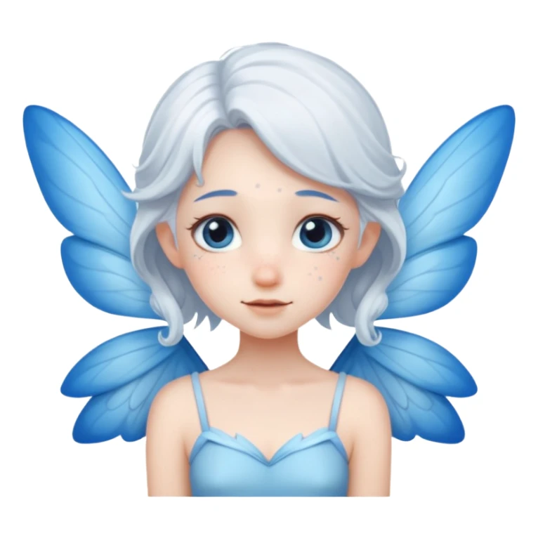 A shy white hair fairy with soft blue wings sticker