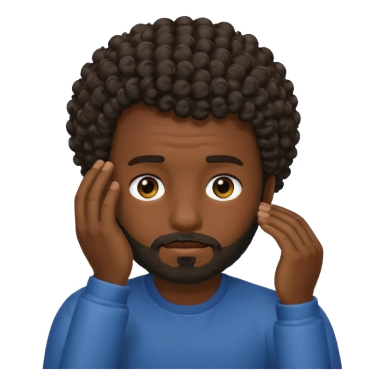 face palm man, dark skin , short hair curly , facial  small beard sticker