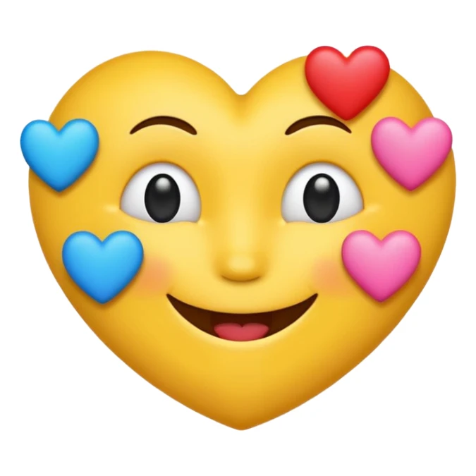 Smiling emoji kissing with different color hearts sticker