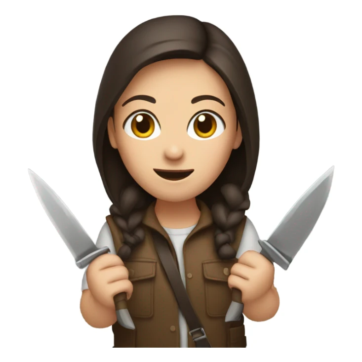 Brunette girl with knives sticker