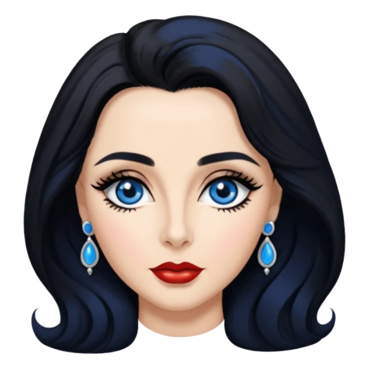 Elizabeth Taylor with blue eyes, black hair sticker