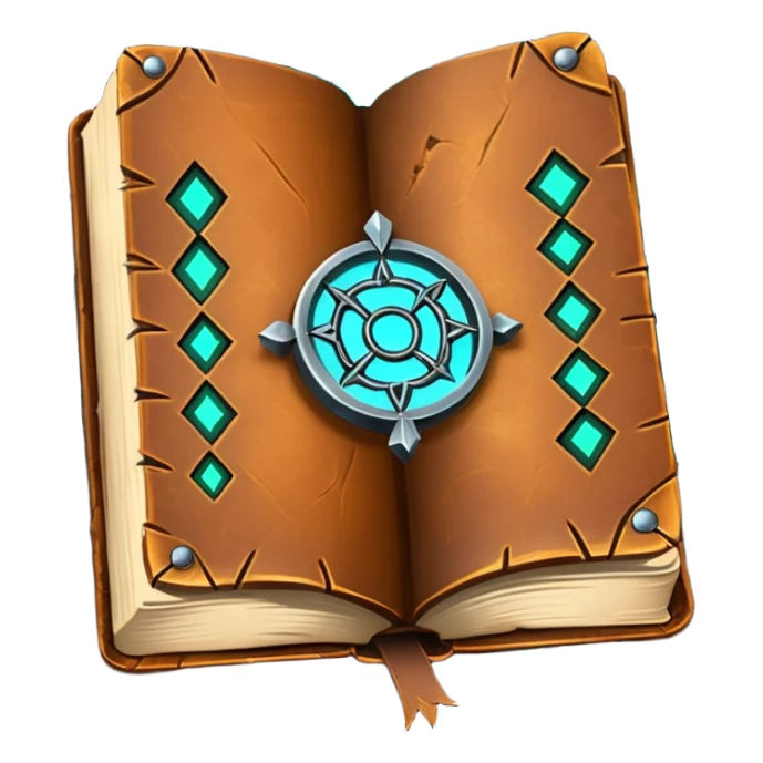 Spell Book – Old leather book with glowing runes and bookmarks sticker