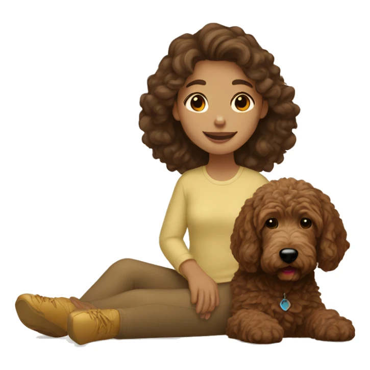 Brown hair girl with brown goldendoodle sticker