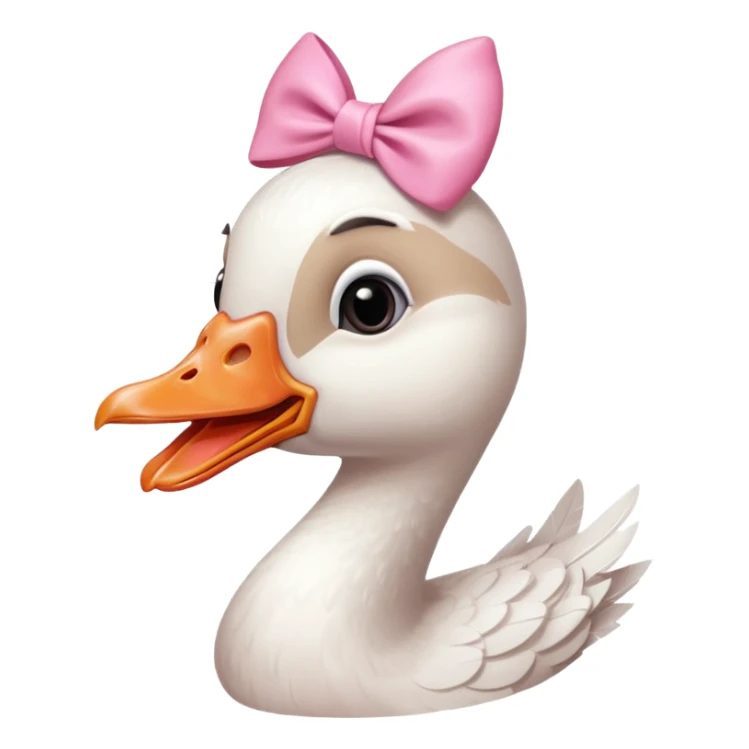 Silly goose wearing a pink bow and lipgloss sticker