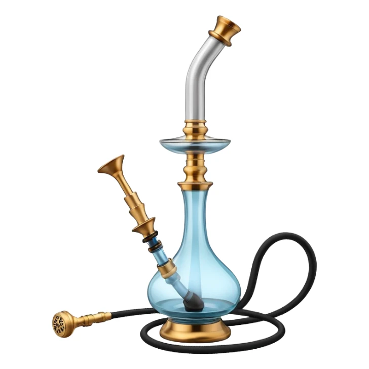 realistic modern hookah, sleek metal and glass design, ceramic hose, minimalistic, high detail, emoji style
 sticker