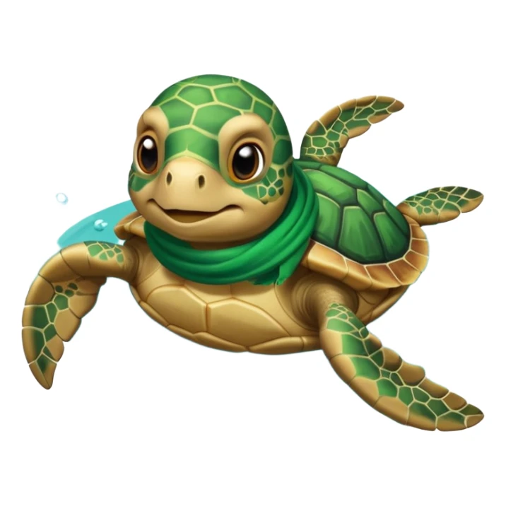 cute sea turtle wearing a green pirate scarf sticker