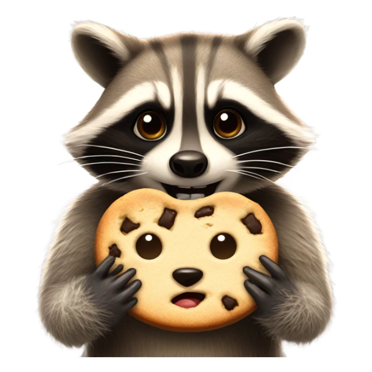 A raccoon keeping a cookie away from another raccoon  sticker