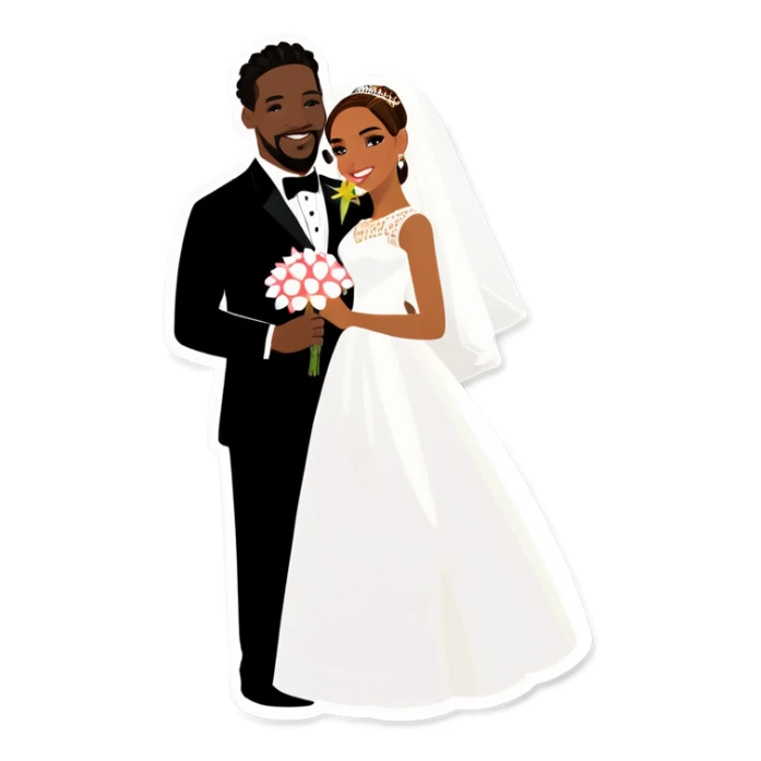 Jamaican wife Puerto Rican husband wedding realistic sticker