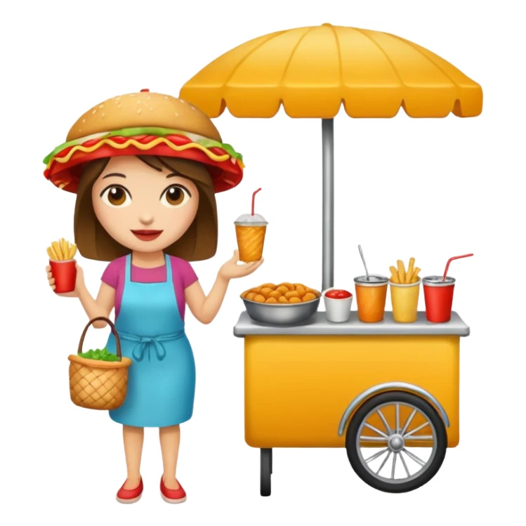woman with street food sticker