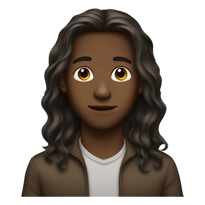 Boy with long hair brown skin and brown eyes  sticker