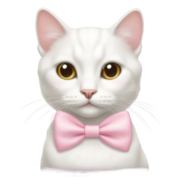 Pretty white cat with baby pink bow sticker