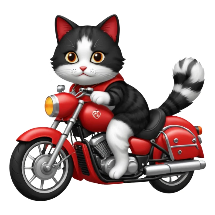 Black and white Cat on red and black motorcycle sticker